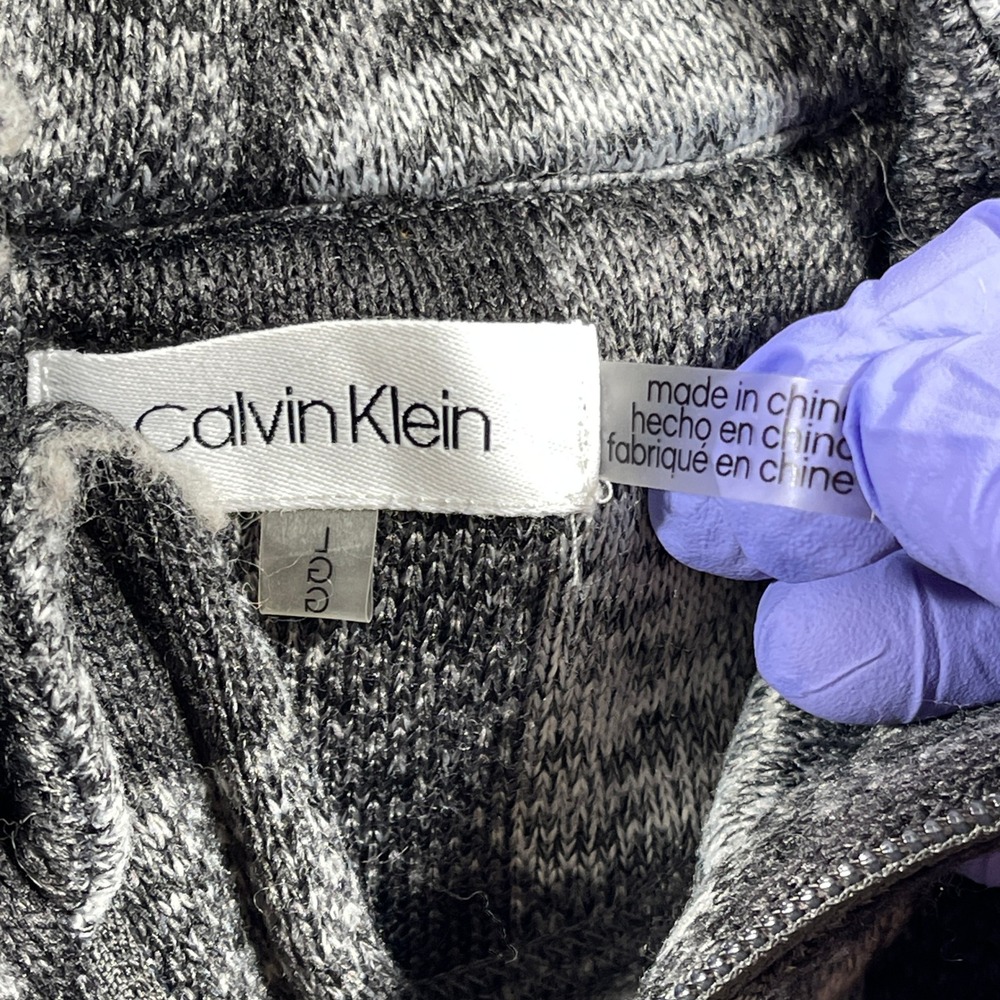 Calvin Klein Fleece Jacket Women L Gray Buffalo Plaid Zip Mock Neck M8XE6819 - Picture 6 of 8